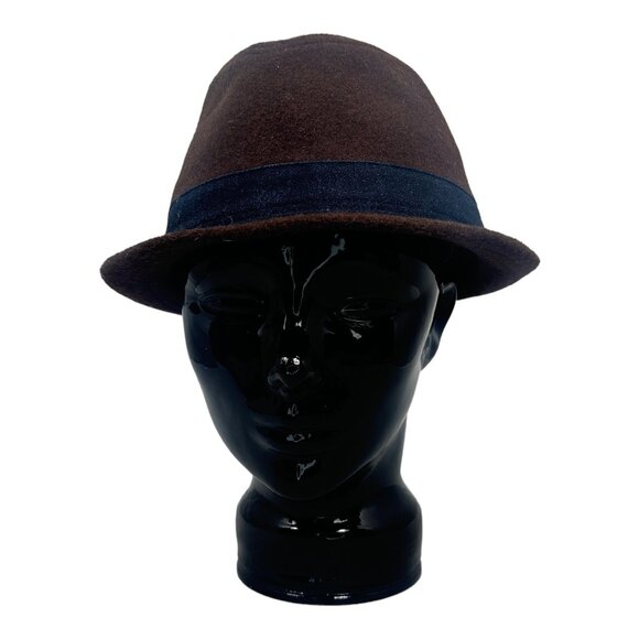 Mega Cap Short Brim Fedora Hat 60% wool 40% Rayon Size M Brown - Picture 1 of 9